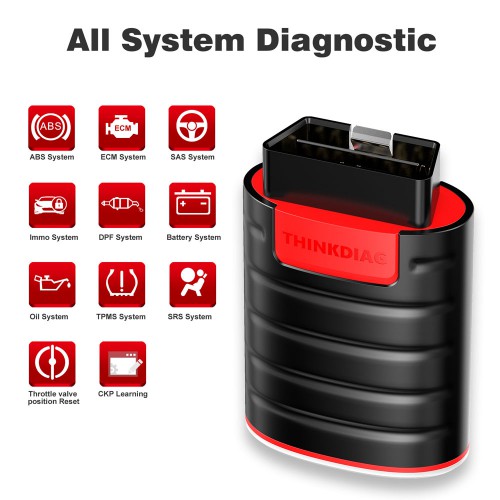 Thinkdiag Full System OBD2 Diagnostic Tool with All Car Brands License Activated,15+ Service Functions for iPhone & Android
