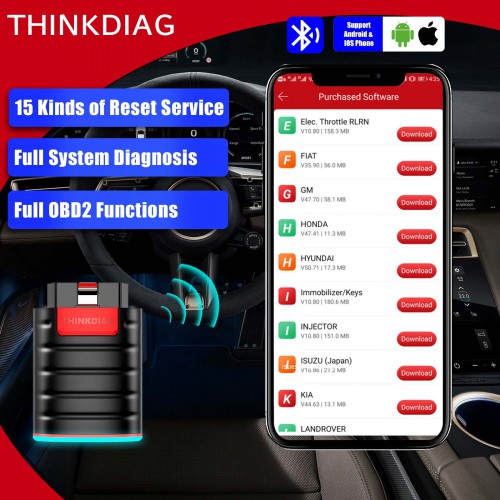 Thinkdiag Full System OBD2 Diagnostic Tool with All Car Brands License Activated 2 Years Free Update Online