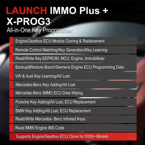 Launch X431 IMMO Plus Key Programmer with X-PROG3 3-in-1 Immobilizer + ECU Cloning + Diagnostics Tools, 39+Services, Bi-Directional Control
