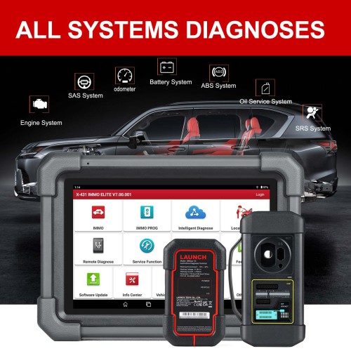 Launch X431 IMMO Elite Key Programmer All System Bi-Directional Diagnostic Scanner 39 Reset Service CANFD & DOIP with Launch GIII X-PROG3