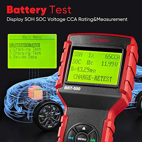 [Anni Sale] LAUNCH BST-500 Cranking and Charging System Test 12V 24V Load Tester 100-2000 CCA Car Battery Tester