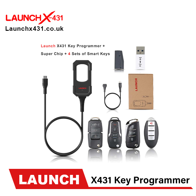 Launch X431 Key Programmer + Super Chip + 4 Sets of Smart Keys Work With X431 IMMO Plus/ X431 IMMO Elite/ PAD VII